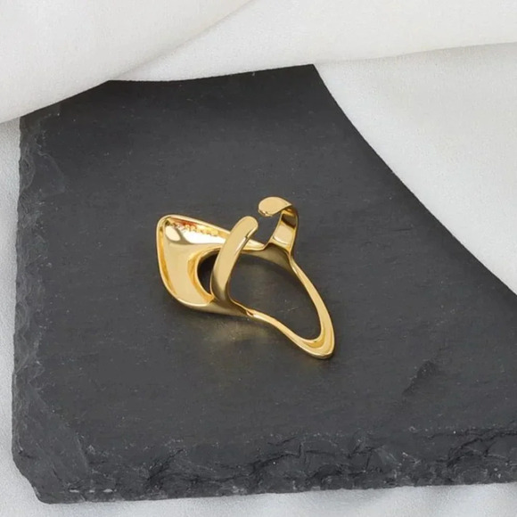 925 Sterling Silver Statement Ring Abstract Irregular Chunky Large Bold Ring - Picture 13 of 13